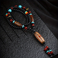 Ethnic Bohemian Natural Stone Pendant Necklace — Grounding Protection, Harmonious Energy, Spiritual Balance