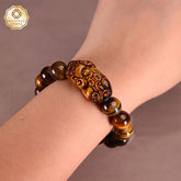 1pc Women's Tiger's Eye Stone Bracelet - Natural Brown & Golden Marbling Effect for Protection & Confidence