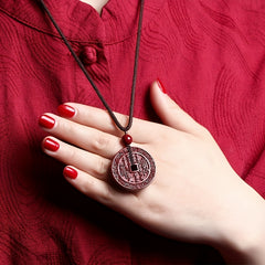 Fidelity Cinnabar Mountain Ghost Spending Money Pendant Auspicious Energy Prosperity Amulet Daily Protection Ethnic Style Necklace