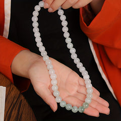 Natural White Jade Beaded Necklace for Men, Elegant Unisex Style, Calming Energy & Inner Peace