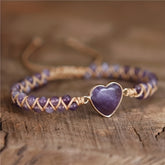 Amethyst Heart Bracelet - Bohemian Ethnic Style & Spiritual Energy