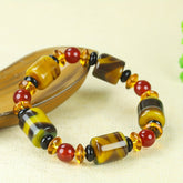 Vintage Agate Beaded Bracelet for Men's Grounding, Vitality, and Energetic Protection