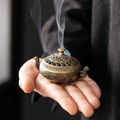 1pc Vintage Brass Incense Burner - Traditional Chinese Design for Yoga Meditation & Holiday Gifts