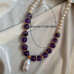 Amethyst Baroque Pendant Necklace Purple Energy Calm Gift