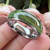Bohemian Green Wood Inlay Stainless Steel Ring - Natural Energy & Protection