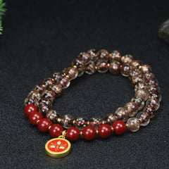 Men's Cinnabar Stone Beaded Necklace for Grounding, Vitality & Spiritual Protection
