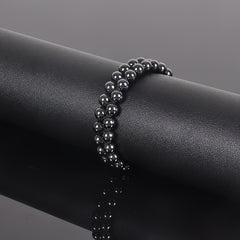 1pc Double Layer Handmade Adjustable Hematite Bracelet - Natural Stone Beads with Textured Surface for Energy Balancing