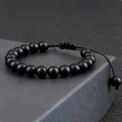 Elegant Vintage Black Matte Stone Bracelet - Grounding Energy for Daily Wear