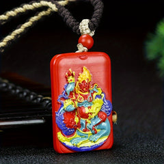 Cinnabar Stone Pixiu Pendant for Wealth Attraction Traditional Chinese Feng Shui Amulet for Good Fortune