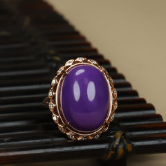 Emperor Purple Agate Adjustable Ring | Vintage Style Statement Ring for Intuition, Royal Energy, and Spiritual Protection