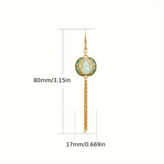 Elegant Gourd Tassel Earrings with Imitation Jade - Harmonious Energy for Daily Wear