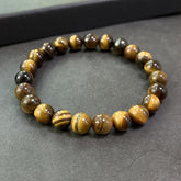 Natural Tiger's Eye Bracelet - 8mm Beads for Wealth & Prosperity Energy