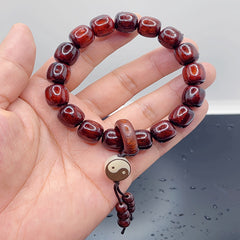 1pc Sandalwood Purple Sandalwood Bracelet with Beads and Eight Trigrams - Spiritual Balance & Eight Trigrams Energy