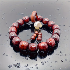 1pc Sandalwood Purple Sandalwood Bracelet with Beads and Eight Trigrams - Spiritual Balance & Eight Trigrams Energy