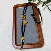 Hand-Woven Bow Pendant Necklace – Ethnic Chinese Style Golden Energy for Daily Wear