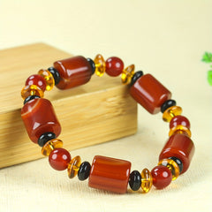 Vintage Style Agate Beaded Bracelet with Large Gourd Pearls - Spring Festival Gift