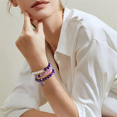 Avant-Garde Amethyst Heart Bracelets - Luxury Natural Stone Set for Parties & Graduation Gifting