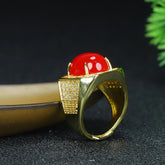 Vintage Red Agate Ring for Men, Grounding Energy & Timeless Style Jewelry