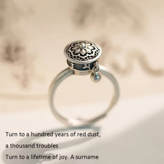 1PC Middle East 360° Rotating Boho Ring - Silver with Intricate Patterns for Spiritual Energy