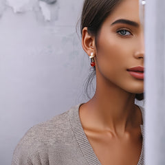 Butterfly Red Agate Dangle Earrings - 8mm Natural Stone for Energy Balance & Daily Elegance