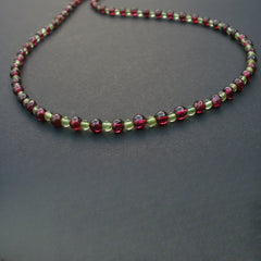 Peridot & Garnet Birthstone Necklace - Harmony & Prosperity for Daily Wear