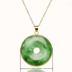 Natural Stone Necklace - Elegant Circular Pendant with Golden Accents for Harmony & Prosperity