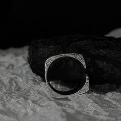 Adjustable Fingerprint Ring - Vintage Geometric Copper Band for Career Success & Anniversary Love