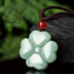 Lucky Four-leaf Clover Pendant – Natural Stone Necklace for Good Fortune & Harmony