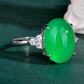 Green Stone Ring - Elegant Adjustable Jewelry for Women
