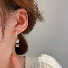 Elegant Rhinestone Statement Earrings with Positive Energy - Comfortable Clip-On Design for Daily Wear