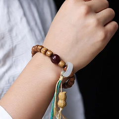 Vintage Sandalwood Beaded Bracelet: Bohemian Multi-Layer Design for Energy Balance & Spiritual Connection