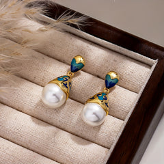 Vintage Elegant Turquoise Enamel Earrings with Positive Energy - Perfect for Weddings & Daily Wear