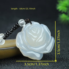White Jade Rose Pendant Necklace for Love, Purity & Elegant Style