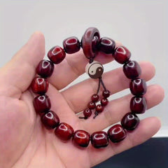 1pc Sandalwood Purple Sandalwood Bracelet with Beads and Eight Trigrams - Spiritual Balance & Eight Trigrams Energy