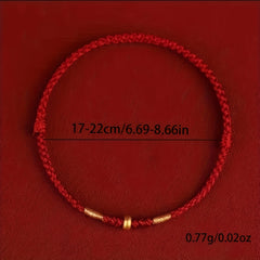 Women's Adjustable Red & Golden Lucky Charm Bracelet: Bohemian Style for Good Luck & Protection