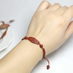 Cinnabar Wealth Coin Bracelet — Red Prosperity Charm for Luck & Abundance