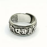 Ancient Sanskrit Mantra Silver Ring — Wealth Attraction, Spiritual Protection & Good Luck Amulet