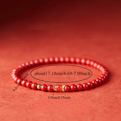 Koi Style Cinnabar Bracelet - Elastic Rope Design for Good Luck Energy