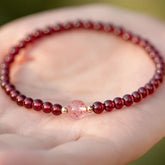 Pomegranate Garnet Beaded Bracelet Set - Harmony & Prosperity for Daily Wear