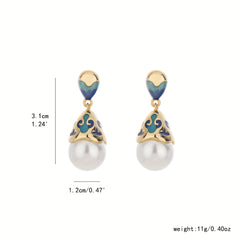 Vintage Elegant Turquoise Enamel Earrings with Positive Energy - Perfect for Weddings & Daily Wear