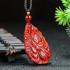 Nine-Tailed Fox Cinnabar Pendant – Protection, Passion & Mystical Guidance
