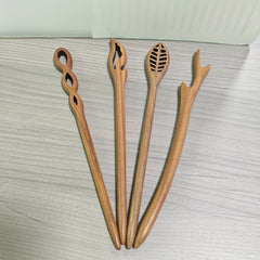 Hand-Carved Wooden Hairpin - Natural Elegance for Daily Wear with Mind-Body-Spirit Balance
