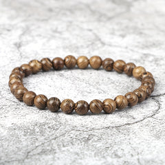 Recycled Wood Bead Bracelet Elastic Yoga Jewelry for Meditation & Spiritual Balance