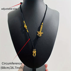 Hand-Woven Bow Pendant Necklace – Ethnic Chinese Style Golden Energy for Daily Wear