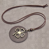 Retro Green Clover Necklace for Luck, Heart Chakra Healing & Grounding Energy