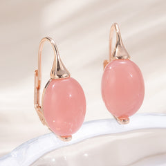 Elegant Pink Opal Earrings with Sparkling Accents: Vintage French Style for Bridal & Spiritual Harmony