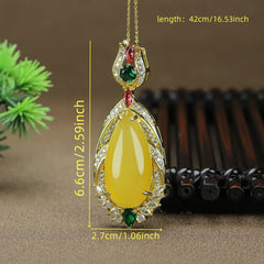 Elegant Agate Pendant Necklace with Green and Yellow Stones for Harmony and Abundance