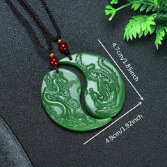 Elegant Dragon & Phoenix Pendant Necklace - Natural Stone Energy for Couples | Harmony & Prosperity Symbol