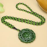 Green Jade Labyrinth Pendant Necklace for Harmony, Protection & Spiritual Journey