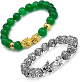 Fengshui Prosperity Bracelet Pi Xiu/Pi Yao - Attract Wealth & Health with Golden Green Jade